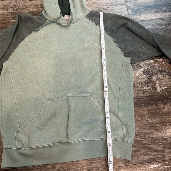 Columbia Hoodie Mens Medium Green Pullover Two Tone Kangaroo Pocket Sweatshirt - Picture 7 of 11
